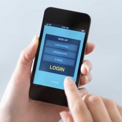 woman using iphone app