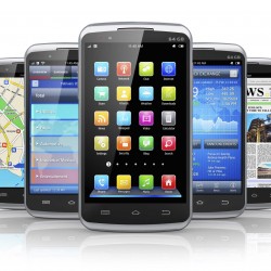 mobile phones on white background