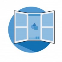 brocheur on blue icon