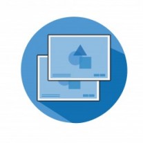 graphs on blue icon