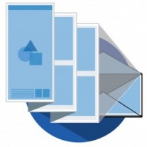 pamphlets with graph icon blue